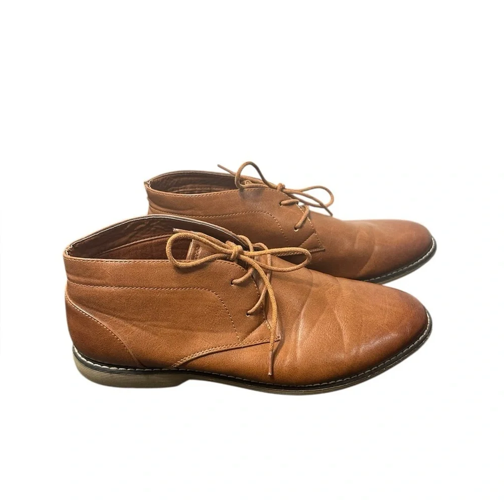 London Fog Blackburn Tan Men’s Chukka Faux Leather Memory Foam Size 11